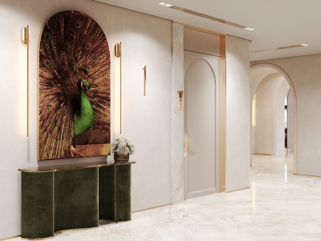 Лифтовый холл, вид на выход из лифтового холла, корпус D.jpg Лифтовый холл, вид на выход из лифтового холла, корпус D.jpg